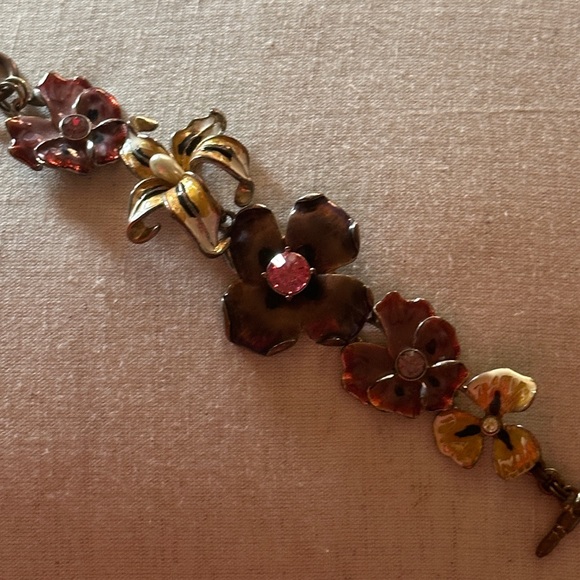 Kenneth Jay Lane Vintage Floral Flowers Bracelet - Picture 1 of 6